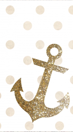 coque Glitter Anchor and dots in gold
