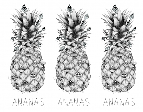 coque Ananas en noir et blanc