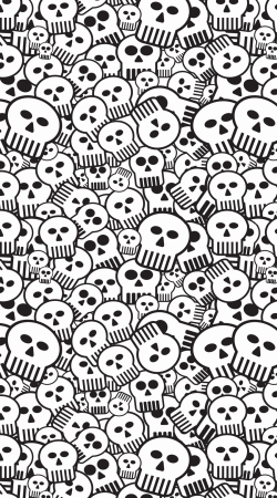 coque toon skulls, black and white