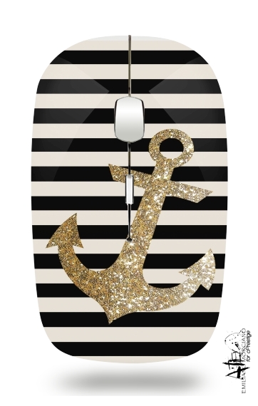 Mouse gold glitter anchor in black 