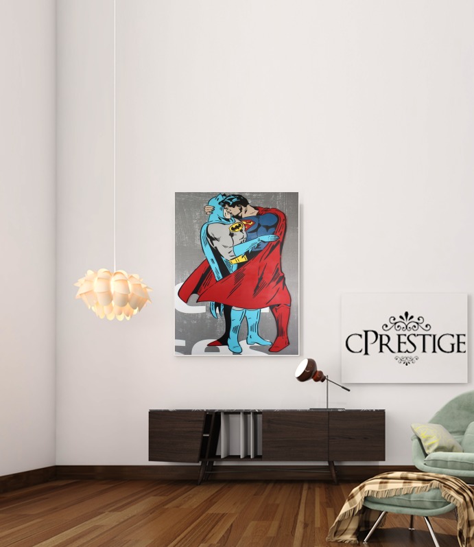 Canvas Superman And Batman Kissing For Equality 