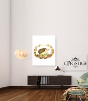 poster watercolor hedgehog in a fall woodland wreath
