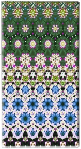 portatile Abstract ethnic floral stripe pattern white blue green 
