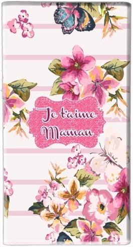 portatile Pink floral Marinière - Je t'aime Maman 