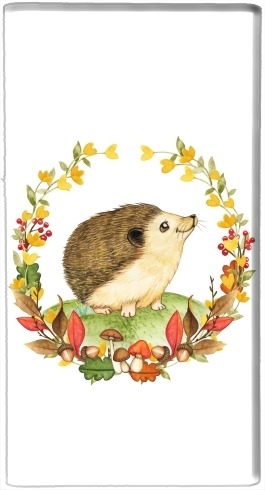 portatile watercolor hedgehog in a fall woodland wreath 