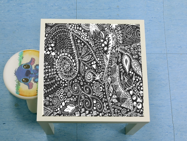 table d'appoint Aztec B&W (Handmade)