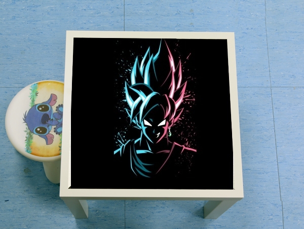 table d'appoint Black Goku Face Art Blue and pink hair