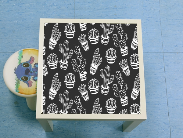 table d'appoint Cactus Pattern Black Vector