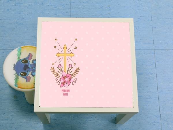 table d'appoint Communion cross with flowers girl