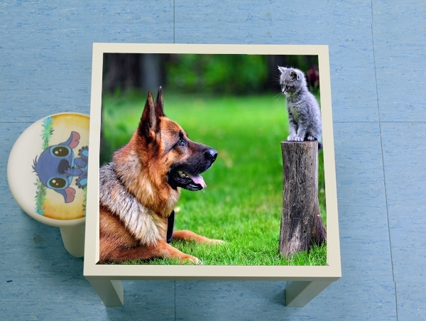 table d'appoint German shepherd with cat