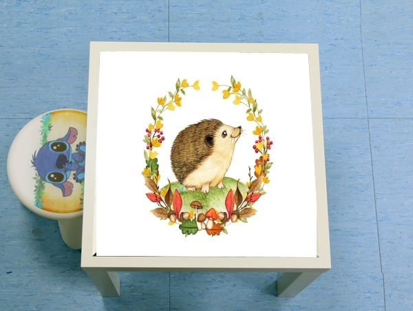 tavolinetto watercolor hedgehog in a fall woodland wreath 