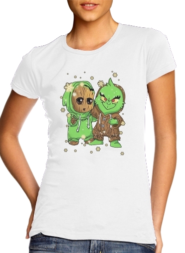 Tshirt Baby Groot and Grinch Christmas femme