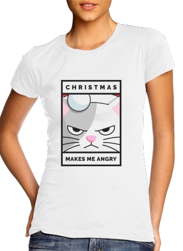 Tshirt Christmas makes me Angry cat femme