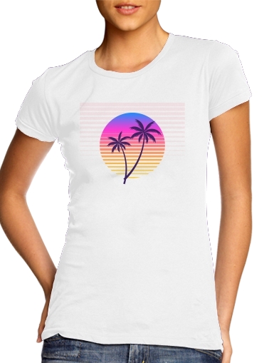 Tshirt Classic retro 80s style tropical sunset femme