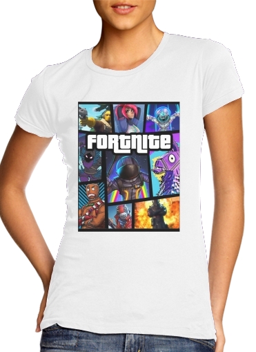 Tshirt Fortnite - Battle Royale Art Feat GTA femme