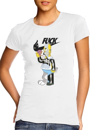 Tshirt Home Simpson Parodie X Bender Bugs Bunny Zobmie donuts femme