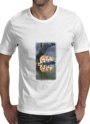 Tshirt Cat Reflection in Pond Water homme