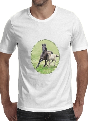 Tshirt Horses, wild Duelmener ponies, mare and foal homme
