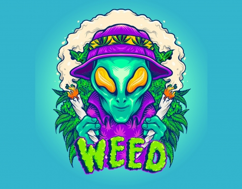coque Alien smoking cannabis cbd