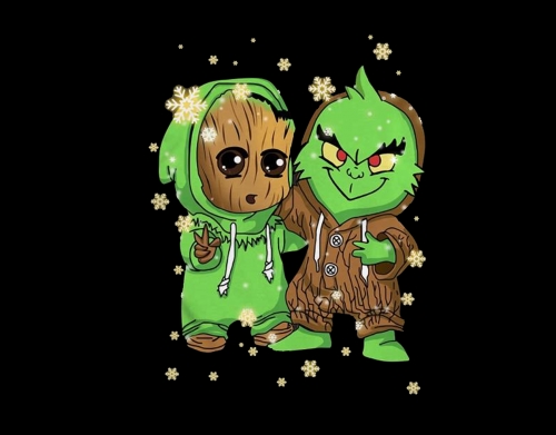 coque Baby Groot and Grinch Christmas