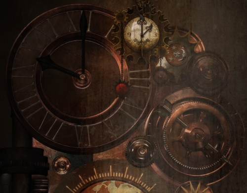 coque Brown steampunk clocks and gears