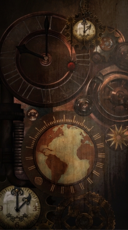 coque Brown steampunk clocks and gears