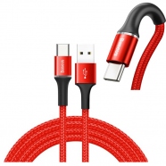 Câble de données et charge en nylon durable USB / USB-C avec LED 2A 2M rouge