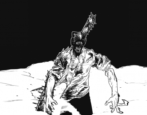 coque chainsaw man black and white