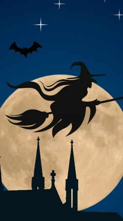 coque Halloween Pleine Lune avec sorcière