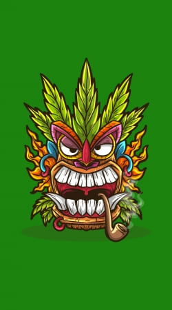 coque Tiki mask cannabis weed smoking