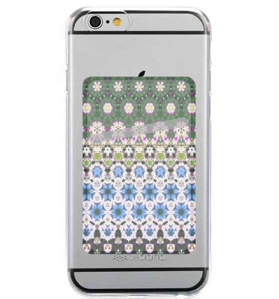 Slot Abstract ethnic floral stripe pattern white blue green 