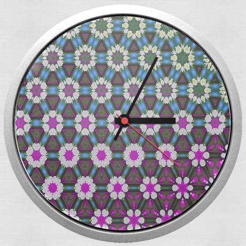 Orologio Abstract bright floral geometric pattern teal pink white 