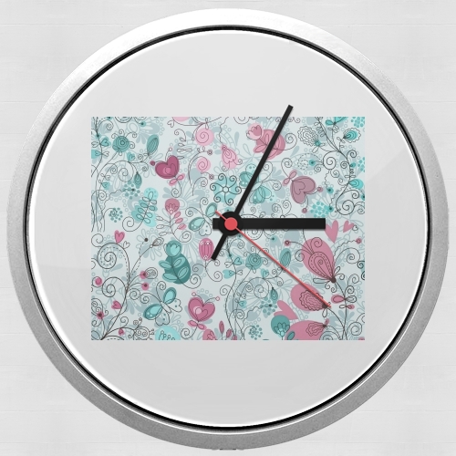 Orologio doodle flowers and butterflies 