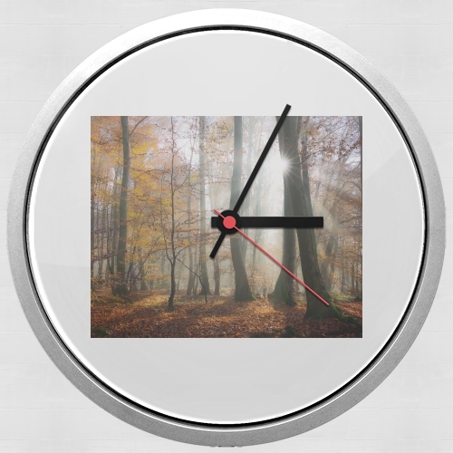 Orologio Sun rays in a mystic misty forest 