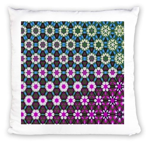 cuscino Abstract bright floral geometric pattern teal pink white 