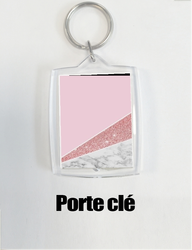 Portachiavi Initiale Marble and Glitter Pink 