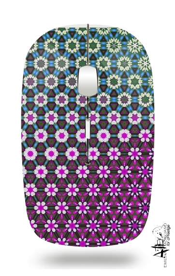 Abstract bright floral geometric pattern teal pink white
