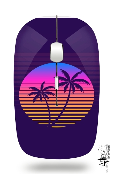 Classic retro 80s style tropical sunset
