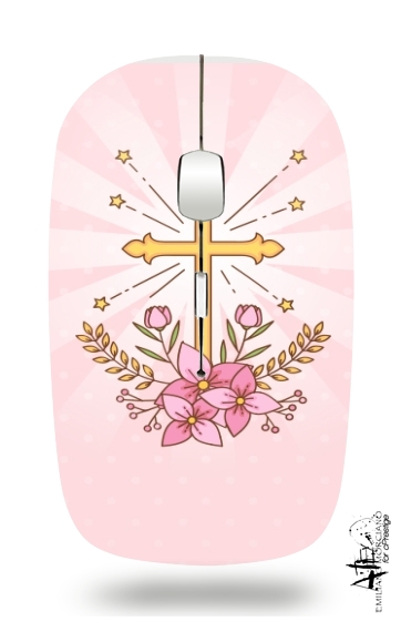 Mouse Communion cross with flowers girl 