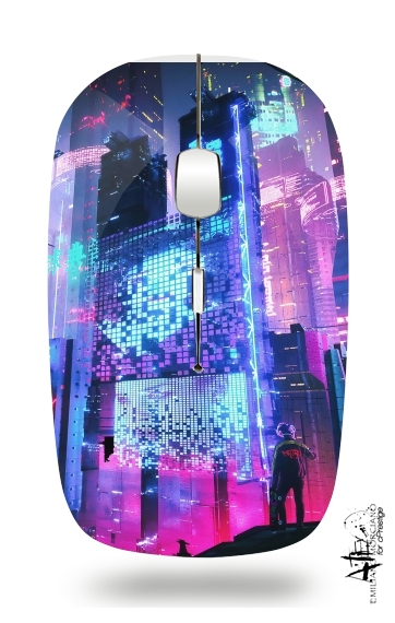 Mouse Cyberpunk city night art 