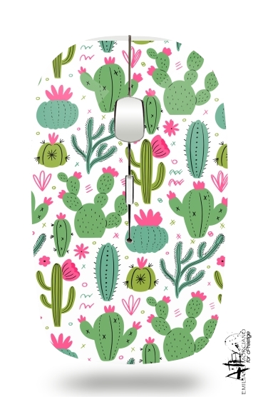 Mouse Minimalist pattern with cactus plants 
