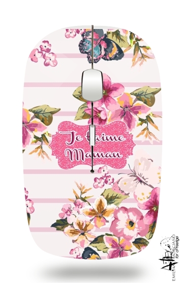 Mouse Pink floral Marinière - Je t'aime Maman 