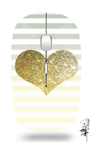 Mouse Sunny Gold Glitter Heart 