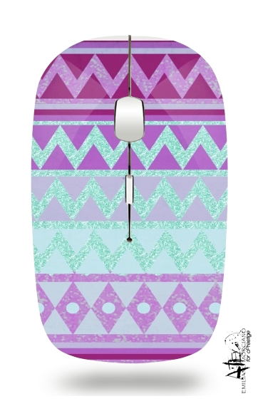 Mouse Tribal Chevron in pink and mint glitter 