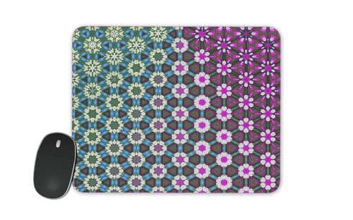 tapis de souris Abstract bright floral geometric pattern teal pink white
