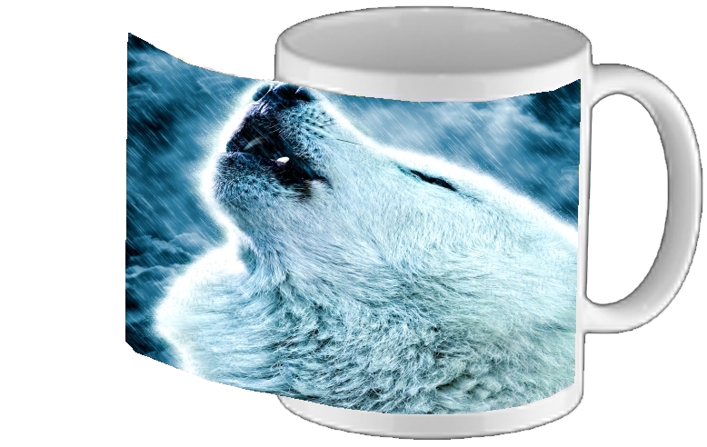 Mug A howling wolf in the rain 