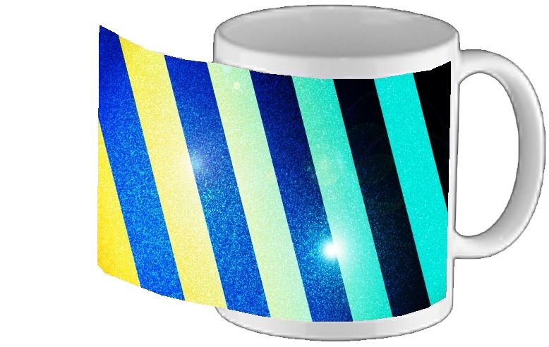 Mug Striped Colorful Glitter 