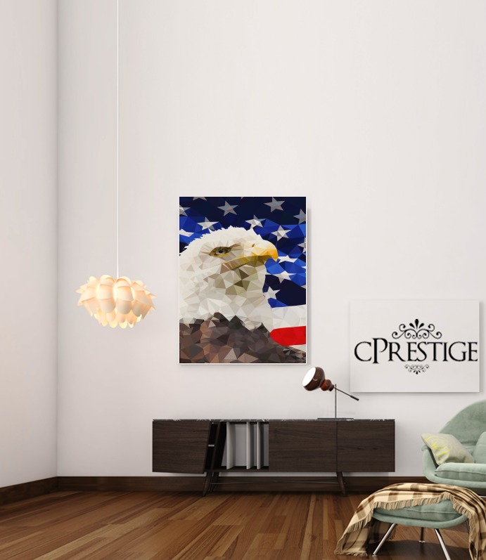 Canvas American Eagle and Flag 