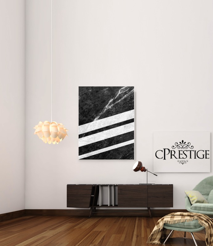 Canvas Black Striped Marble 