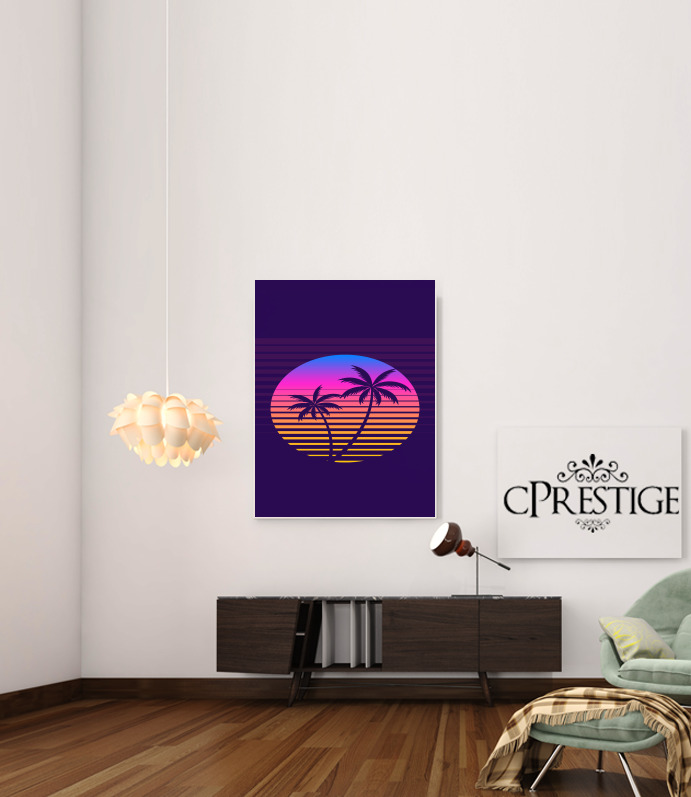 Canvas Classic retro 80s style tropical sunset 
